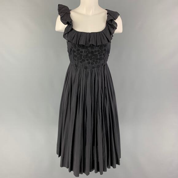 SONIA RYKIEL Size 4 Slate Black Cotton Applique Sleeveless Dress - Picture 1 of 4